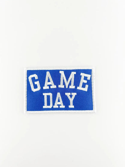 Blue Game Day Embroidered Iron-On Patch Football Tailgate