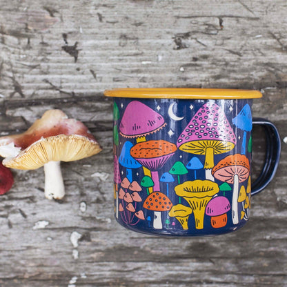 Enamel Coffee & Camp Mug | Midnight Mushroom | 16oz