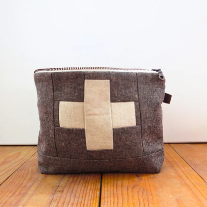 Medium BROWN First Aid Bag • Emergency Kit Zipper Pouch