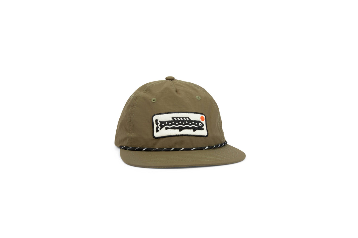 Nylon Snapback Hat | Trout | Olive Green