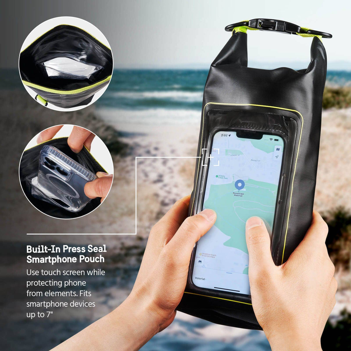 Pelican Marine Water Resistant 2L Dry Bag (Black/Yellow)