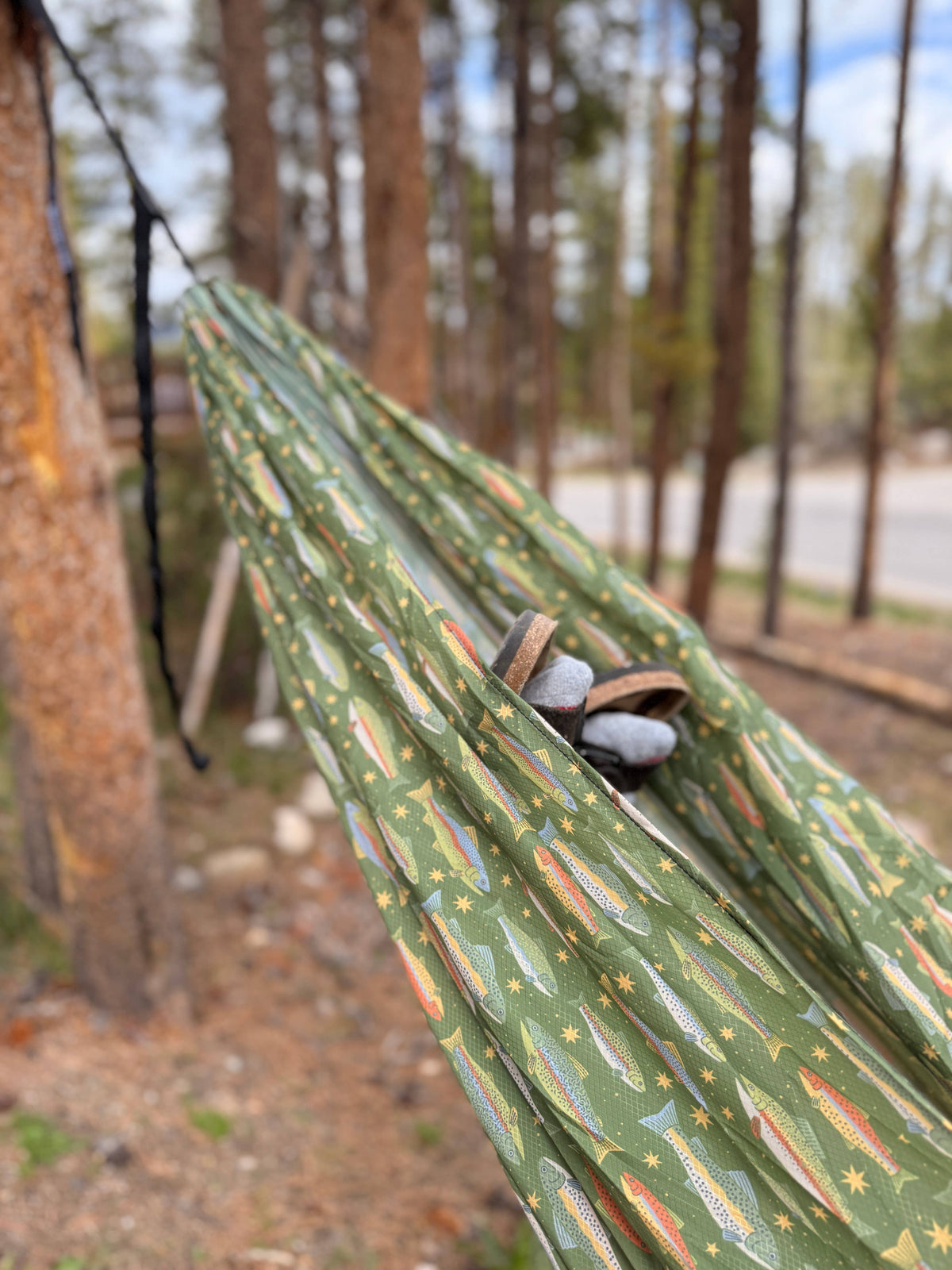 Double Hammock | Trout Print | Hanging Kit Sold Separate