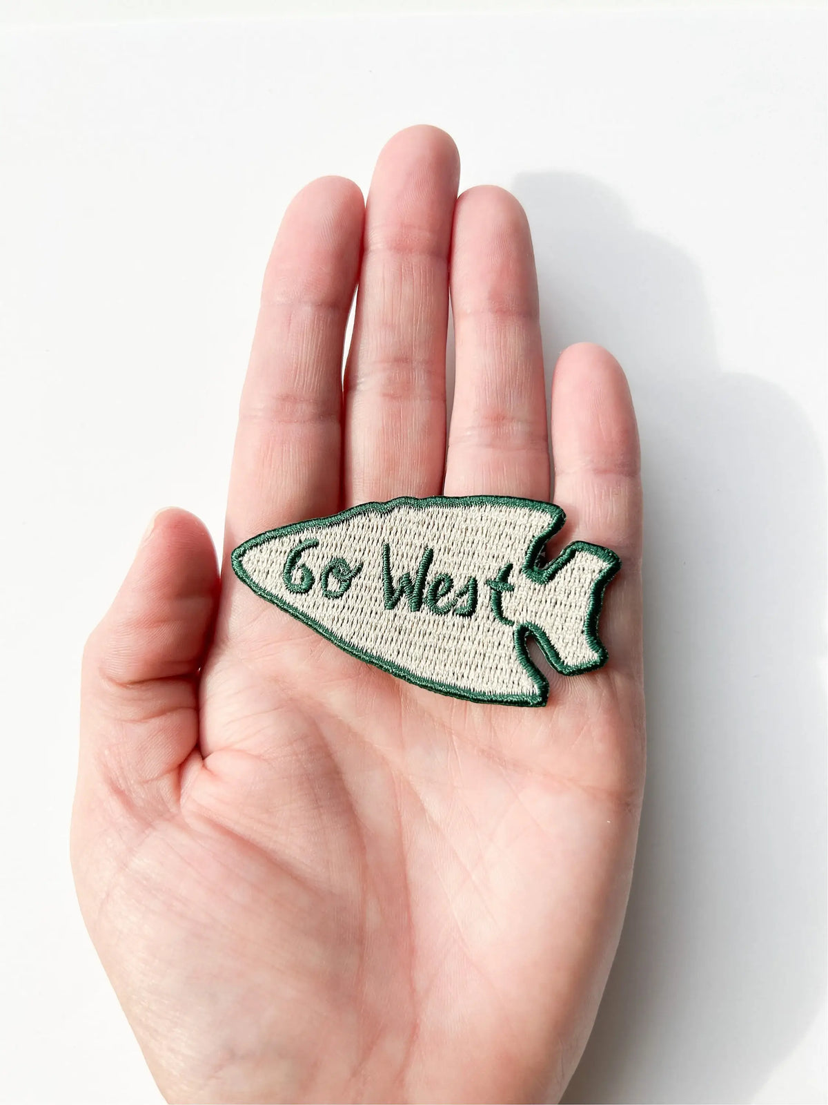 Go West Arrowhead Embroidered Iron On Patch 