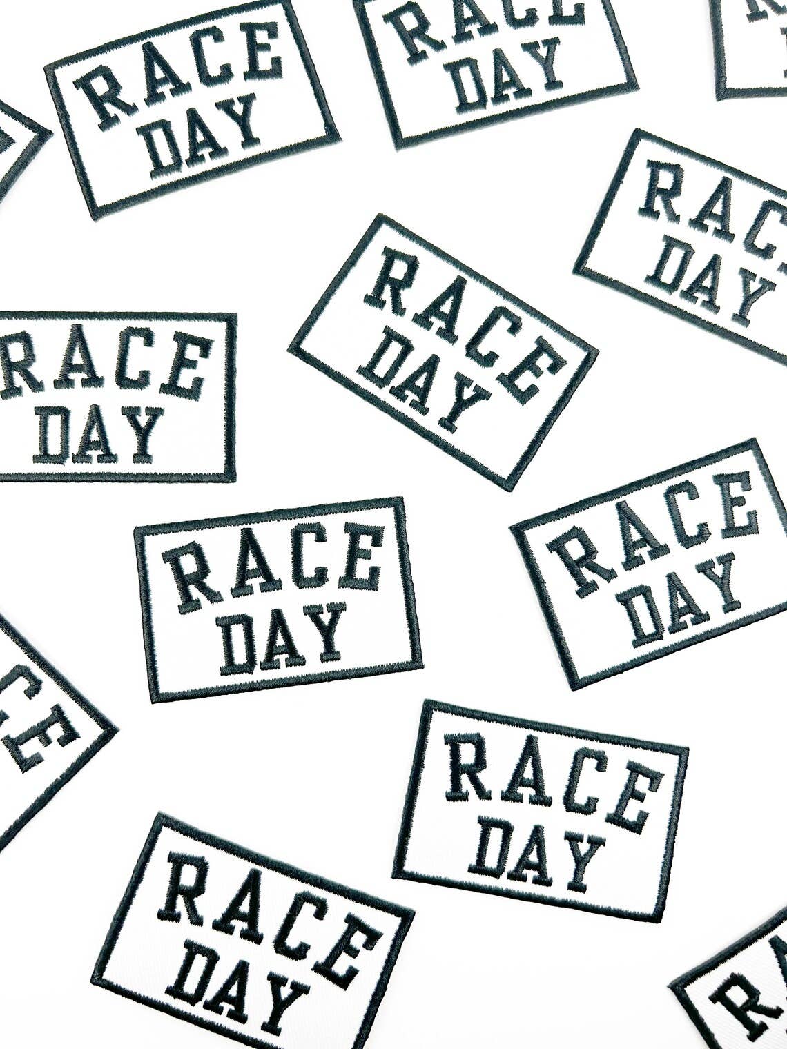Race Day Embroidered Iron-On Patch  Car Race, Fundraiser, 5K