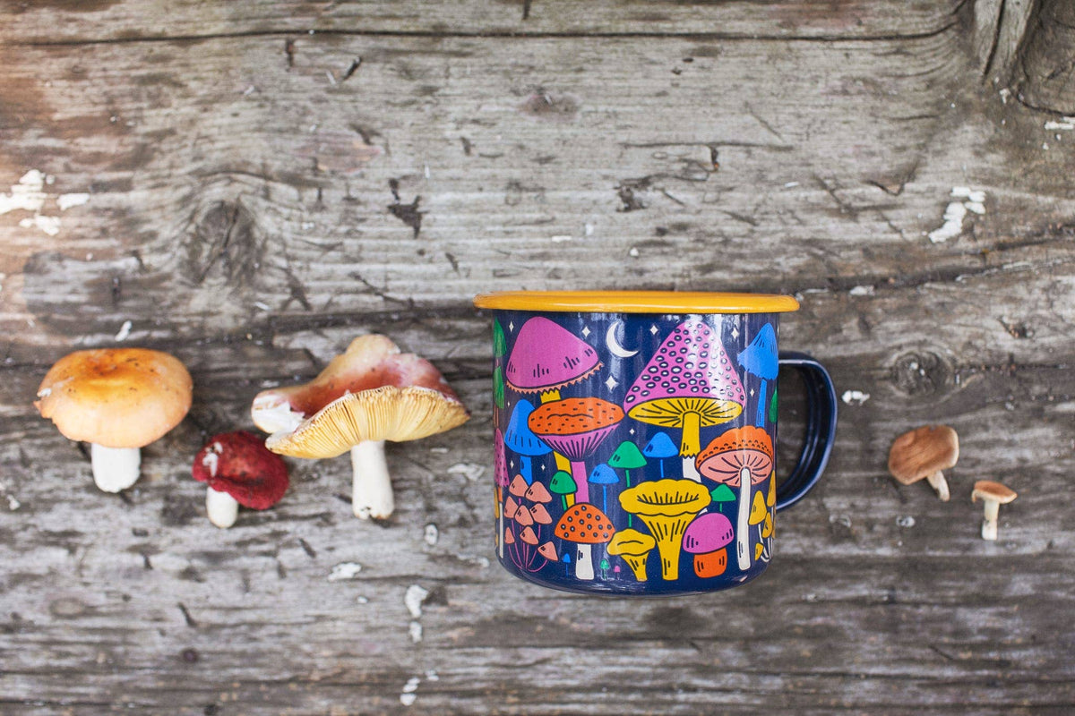 Enamel Coffee & Camp Mug | Midnight Mushroom | 16oz