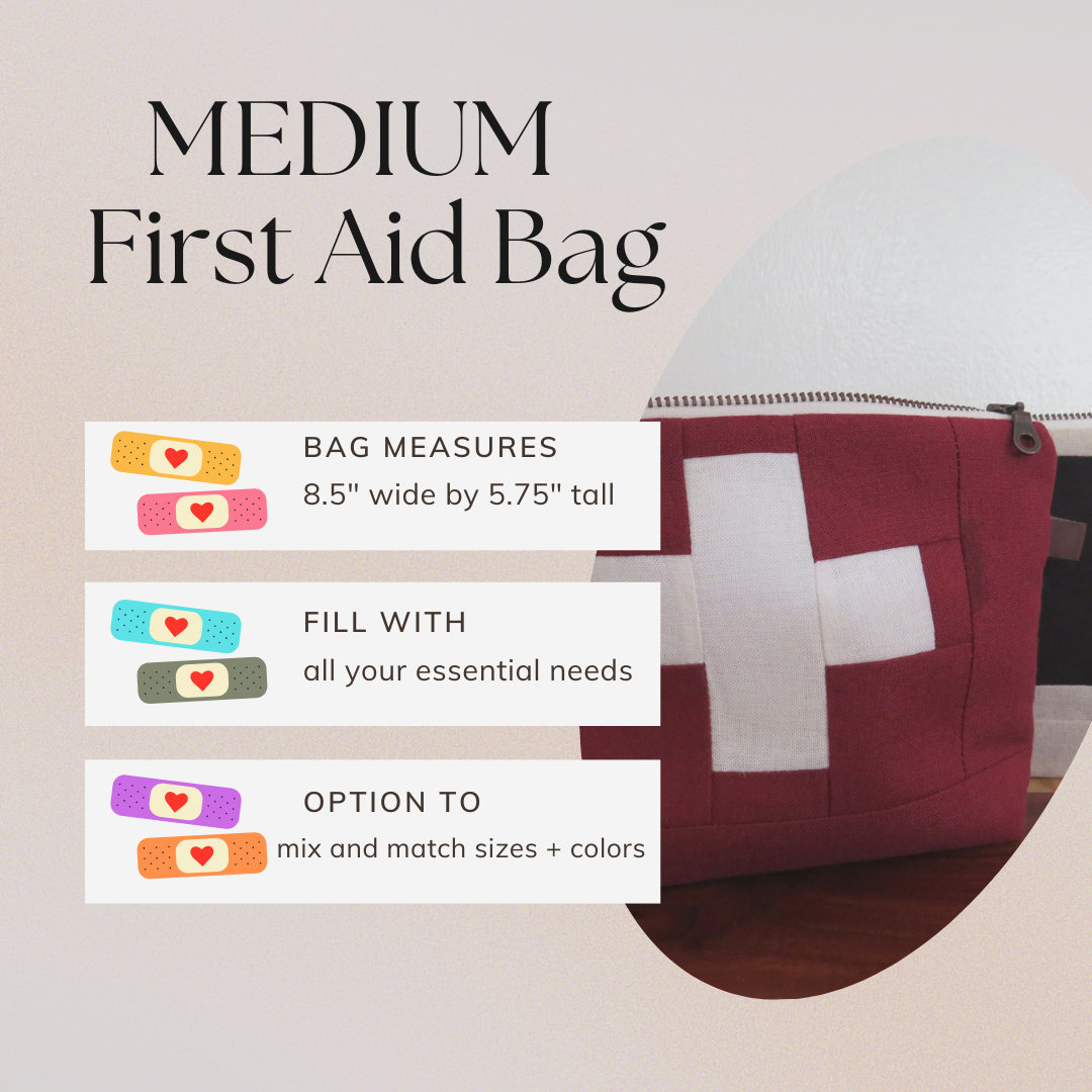 Medium BROWN First Aid Bag • Emergency Kit Zipper Pouch