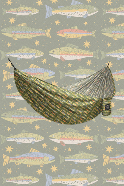 Double Hammock | Trout Print | Hanging Kit Sold Separate
