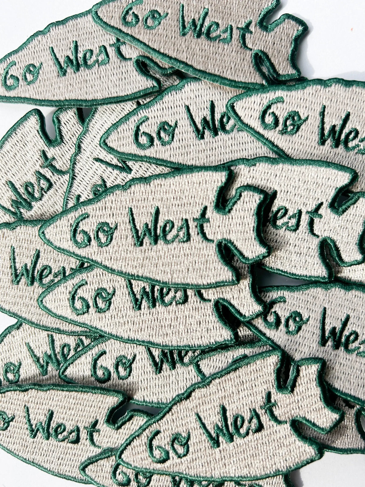 Go West Arrowhead Embroidered Iron On Patch 