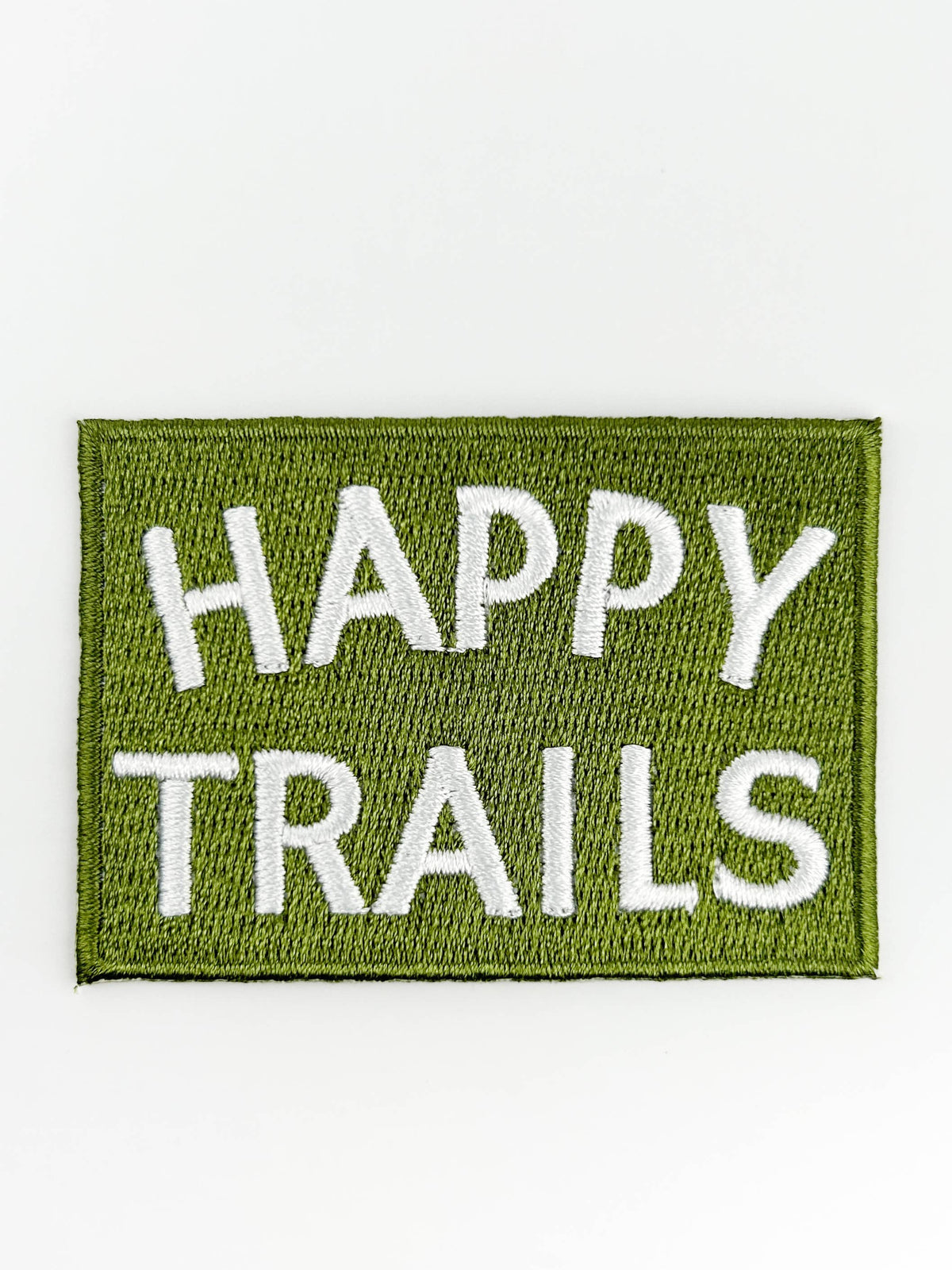 Happy Trails Embroidered Iron-On Patch Green and White