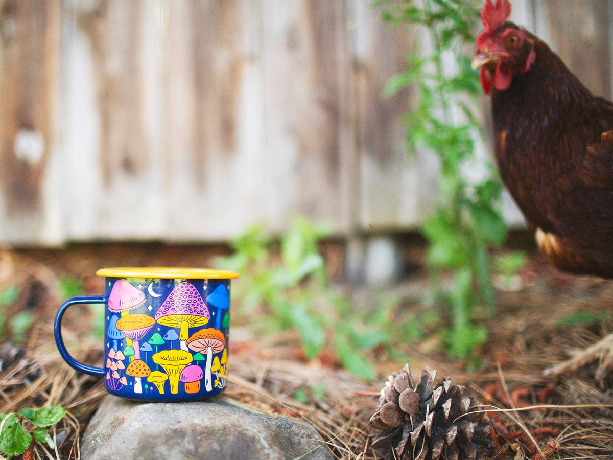 Enamel Coffee & Camp Mug | Midnight Mushroom | 16oz