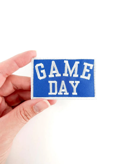 Blue Game Day Embroidered Iron-On Patch Football Tailgate
