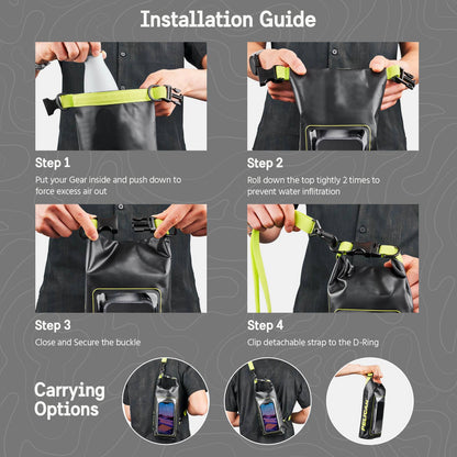 Pelican Marine Water Resistant 2L Dry Bag (Black/Yellow)