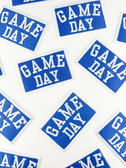 Blue Game Day Embroidered Iron-On Patch Football Tailgate