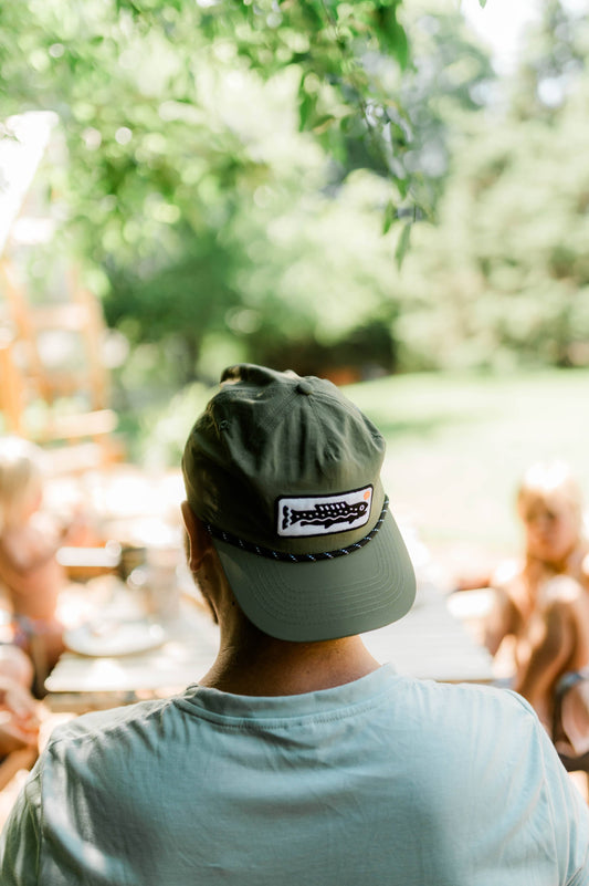 Nylon Snapback Hat | Trout | Olive Green