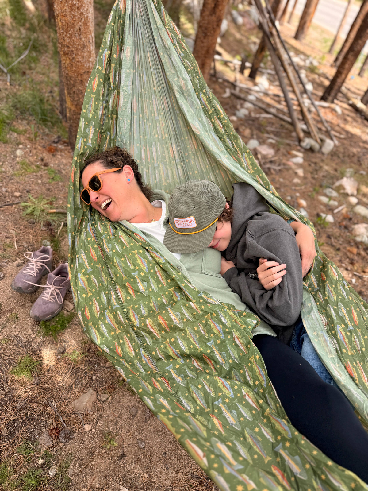 Double Hammock | Trout Print | Hanging Kit Sold Separate