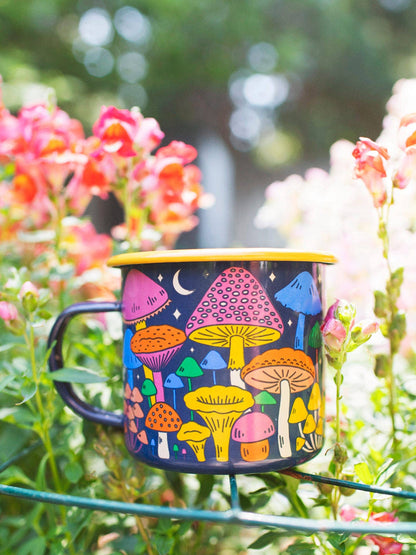 Enamel Coffee & Camp Mug | Midnight Mushroom | 16oz
