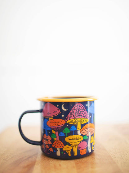 Enamel Coffee & Camp Mug | Midnight Mushroom | 16oz