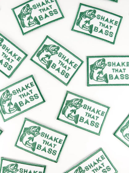 Shake That Bass Embroidered Iron-On Patch River Fishing