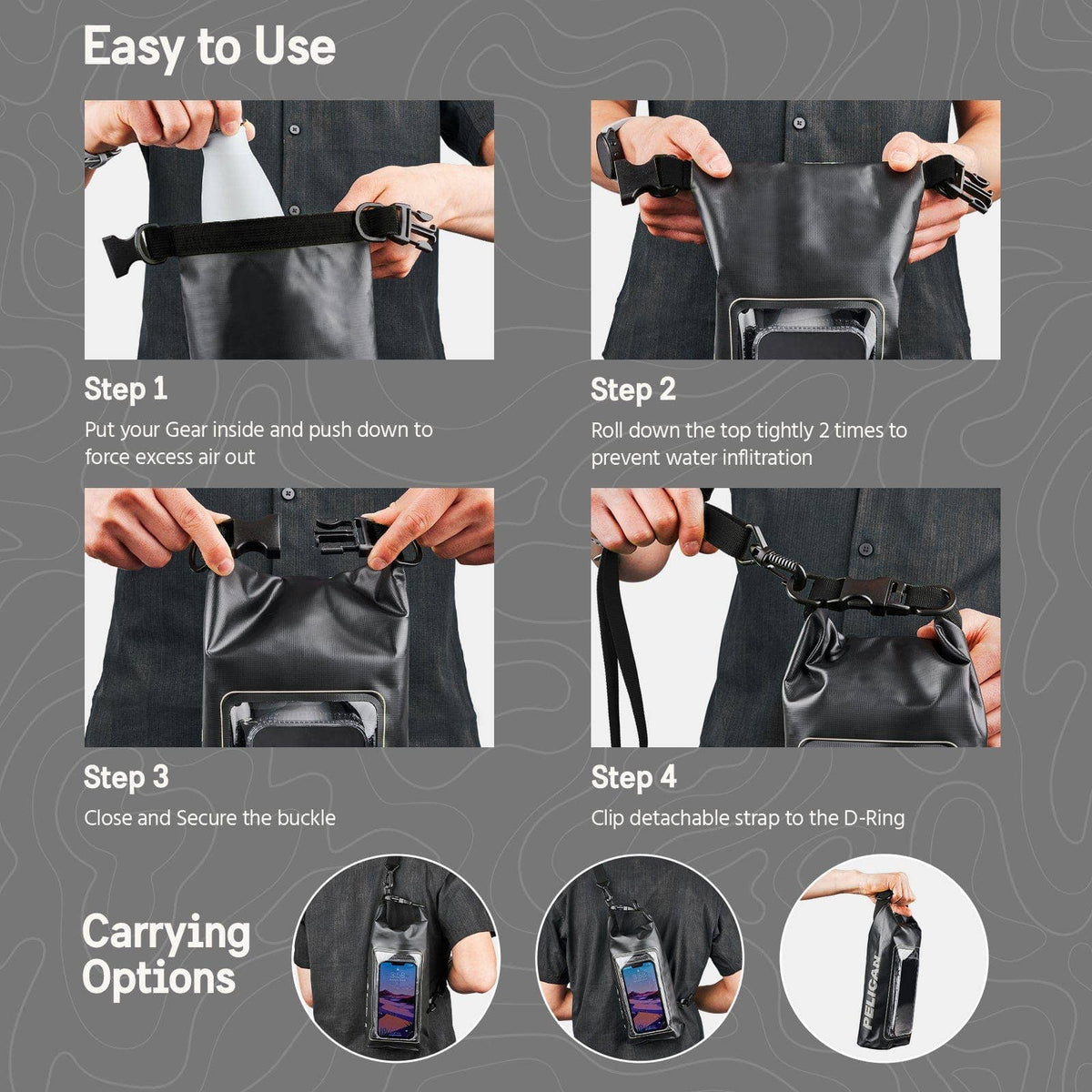 Pelican Marine Waterproof 5L Dry Bag (Stealth Black)