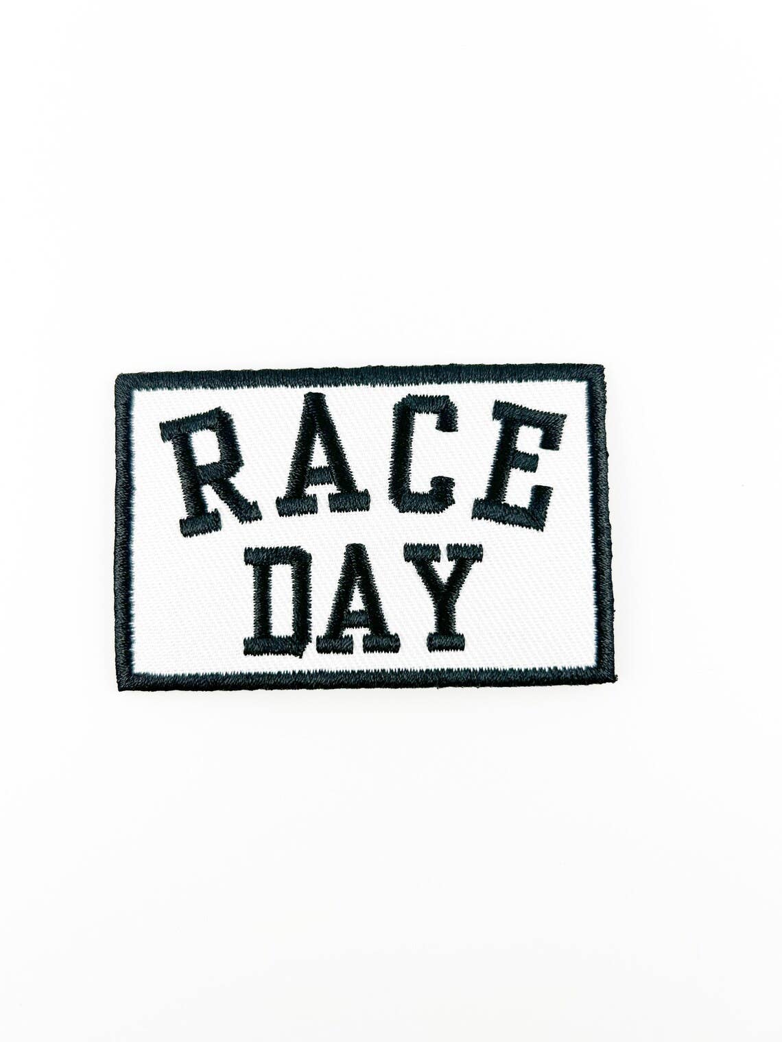 Race Day Embroidered Iron-On Patch  Car Race, Fundraiser, 5K