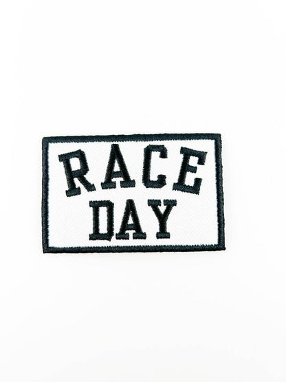 Race Day Embroidered Iron-On Patch  Car Race, Fundraiser, 5K