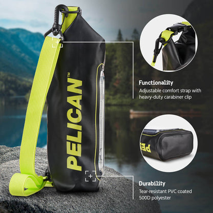 Pelican Marine Water Resistant 2L Dry Bag (Black/Yellow)