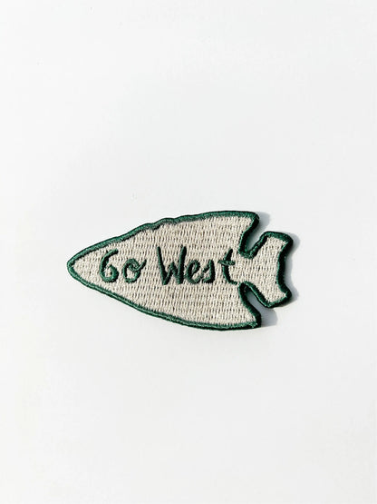Go West Arrowhead Embroidered Iron On Patch 