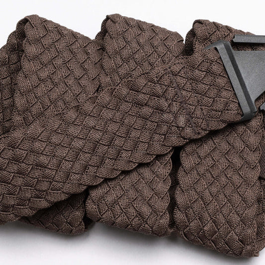 Arcade Belts Futureweave Stretch Belt in brown, featuring a tight woven texture and a black buckle.