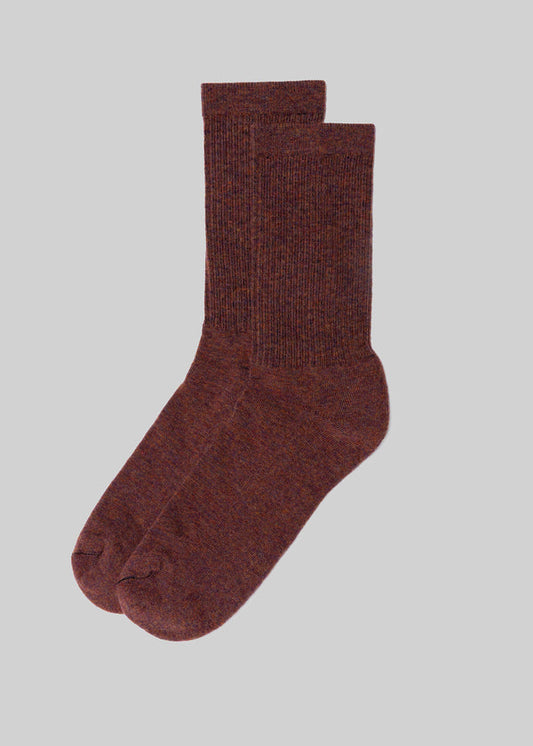 American Trench Merino Activity Crew socks in a rich rust brown color, perfect for comfort and activity.