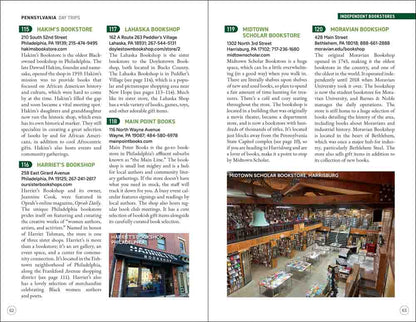 Pennsylvania Day Trips | Media Mercantile book spread featuring independent bookstores like Harriet's and Midtown Scholar.