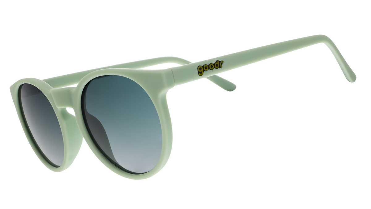 Light green goodr Incognito Plant Parent sunglasses with dark gradient lenses on a white background.
