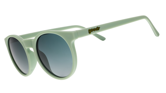 Light green goodr Incognito Plant Parent sunglasses with dark gradient lenses on a white background.