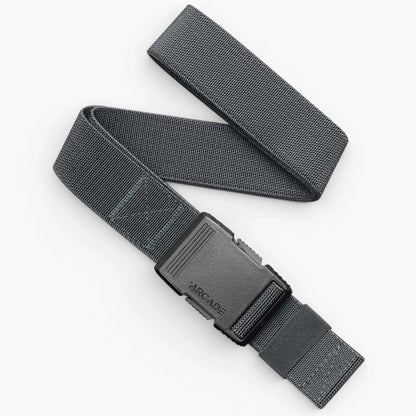 Arcade Belts Hardware Work Belt, dark gray textured fabric with a black plastic buckle, featuring the Arcade logo.
