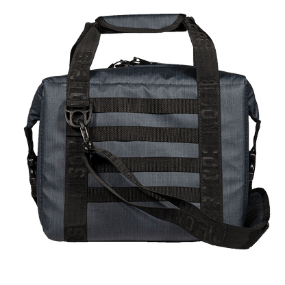 Bison Coolers 12-Can Hayden SoftPak. Charcoal soft cooler bag with black webbing, top handle, and shoulder strap.