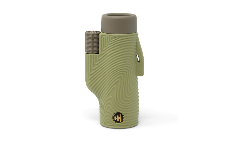 Green Nocs Provisions Field Tube 32mm Monocular with textured wavy pattern and dark grey top on a white background.