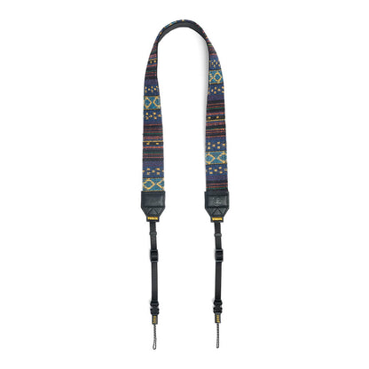 NocLoc Woven Tapestry Neck Strap by Nocs Provisions, featuring a blue, yellow, and orange geometric pattern.